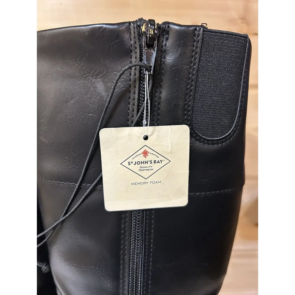 St Johns Bay Women's Black‎ Douglas Knee High 8M Riding Boots NWT
